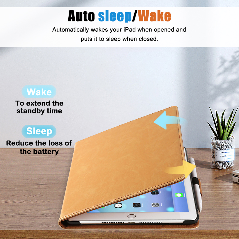 Smart Case for iPad 10.2” 2021/2020/2019 with Pencil Holder & Pocket, Auto Wake/Sleep